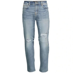 NEW MENS NO BOUNDARIES SLIM FIT STRAIGHT BLUE STRETCH JEANS PANTS LIGHT WASH